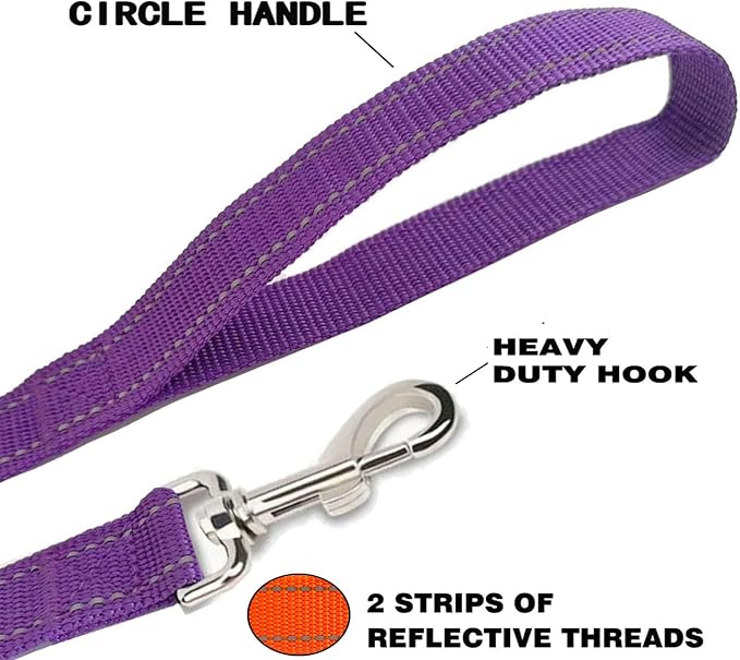 Reflective Dog Leash 4Ft /5 Foot /6 Feet Long, 1 Inch Wide, for Small and Medium Dogs - Image 4