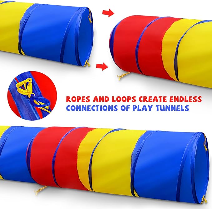 TIKTENT Kids Play Tunnel for Toddlers Colorful Pop Up Crawl Tunnel Toy | Collapsible Gift for Girl Boy Birthday Gift, Indoor Outdoor Toddler Children or Dog - Image 4