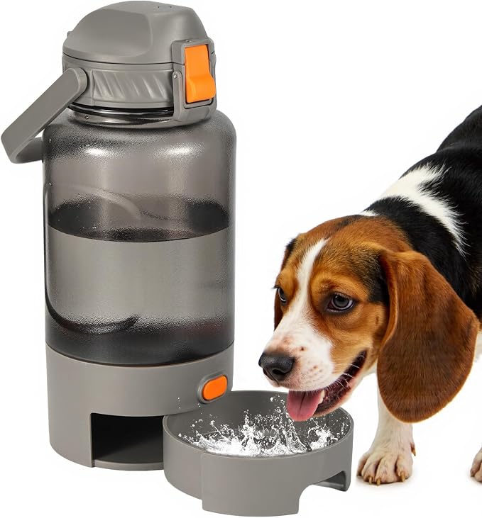 Outdoor Dog Water Bottle 50oz Leakproof Portable Pet Water Dispenser with Handle for Travel Hiking Camping Beach Trips BPA Free Must Have for Active Pets (Grey) by Unknown