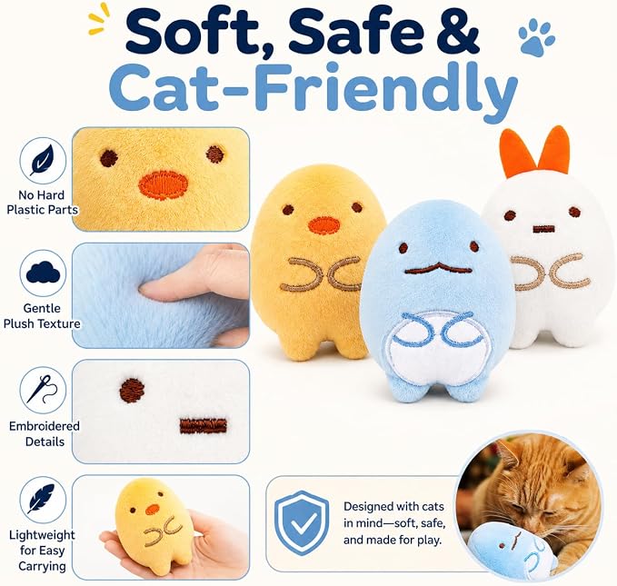 6 Pack Catnip Toys for Cats – Plush Interactive Cat Toys for Indoor Cats & Kittens – Soft Catnip Filled Chew, Kick & Toss Toys – Cute Assorted Plush Characters for Stress Relief & Exercise - Image 4