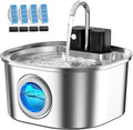 Voluas Stainless Steel Cat Water Fountain, Wireless, 108oz/3.2L, 4 Filter | Cordless Design, Ultra-Quiet Pump, Easy to Clean, BPA-Free by Voluas