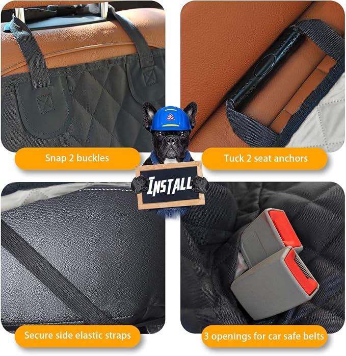 Honest Dog Car Seat Covers, Dog seat Cover with Side Flap for Cars, Trucks, and Suv's - Waterproof & Nonslip Pet Seat Cover for Backseat - Image 4