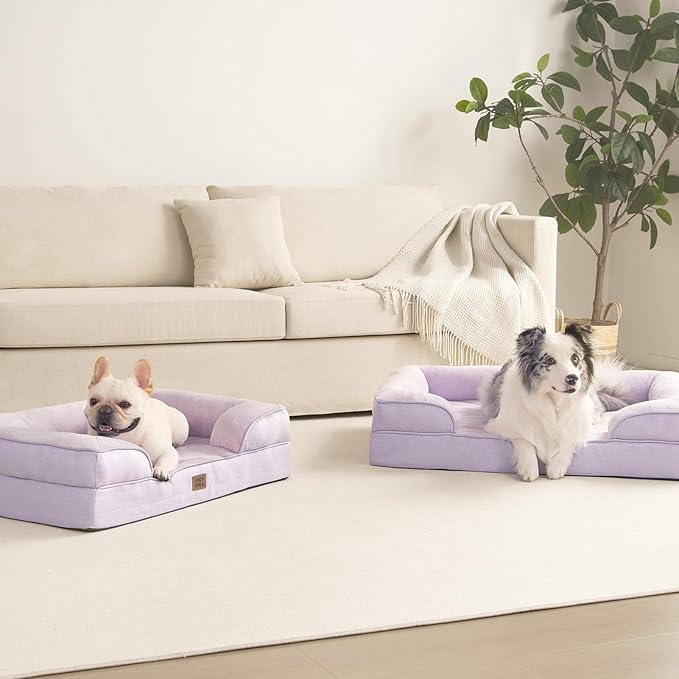 EHEYCIGA Orthopedic Small Dog Bed, Waterproof Memory Foam Washable Pet Beds | Non-Slip Bottom and Egg-Crate Foam Medium Dog Couch Bed with Washable Removable Cover, Lilac - Image 9