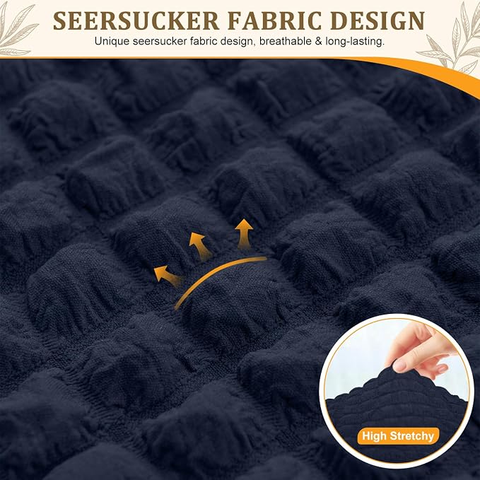 ALIECOM Corner Sectional Couch Covers Washable Sofa Cover L Shaped Couch Cover for Dogs Pets Stretch Soft Sectional Slipcovers with Non Slip Strips U Shape Furniture Protector (Bubble-Navy, Large) - Image 3