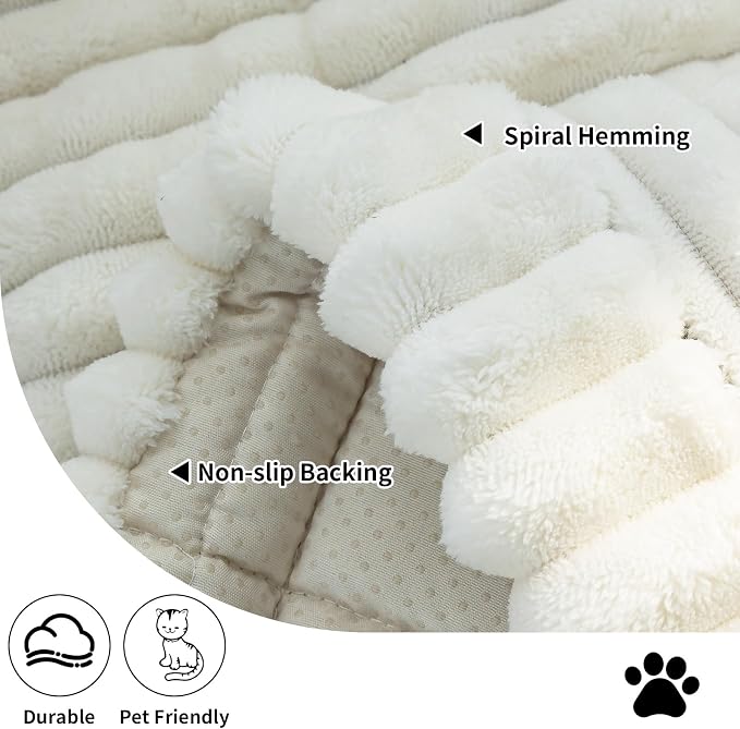 Sofa Couch Cover, Sofa Covers for Dogs Washable, Non-Slip Striped Sofa Slipcovers for Sectional Sofa, Sofa Cover Furniture Protector for L Shaped(Beige White, 27.6"x 27.6") - Image 3
