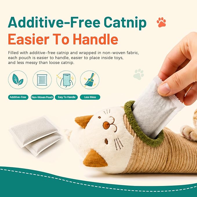 (10-Pack) Refillable Catnip Kicker Toy Kits, Natural Catnip Tea Bags for Cats, 9g Catnip Pouches, Non-Woven Mess-Free Cat Toy Refills, Additive-Free, Vacuum Sealed, Total 90g - Image 5
