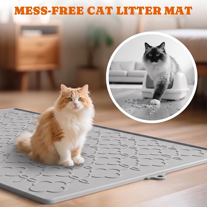 Pawtners Cat Litter Mat Extra Large 42" X 30", Easy to Clean, 2 Pack | Non-Slip Kitty Litter Mat for Floor, Waterproof & Urine-Proof Cat Litter Mat Litter Trapping Mat, Soft on Kitty Paws - Image 2