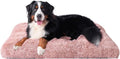 EHEYCIGA Fluffy Dog Crate Bed, Plush Extra Large Plus Dog Pillow, Pink | Xlarge Calming Anti Anxiety Plush Faux Fur Mat for Large size dogs, Washable Soft Warm Plus Dog Pad with Non-Slip Bottom by EHEYCIGA