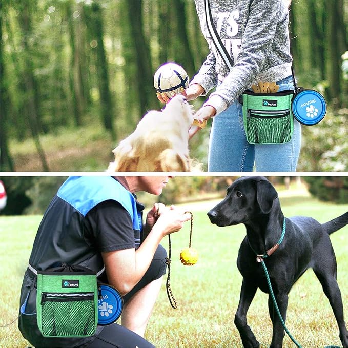 PetAmi Dog Treat Pouch, Pet Treat Pouch for Training, Dog Walking Bag Holder for Kibbles, Pet Food Toy, Dog Trainer Essentials Supplies, Poop Bag Dispenser, 3 Ways to Wear (Green) - Image 5