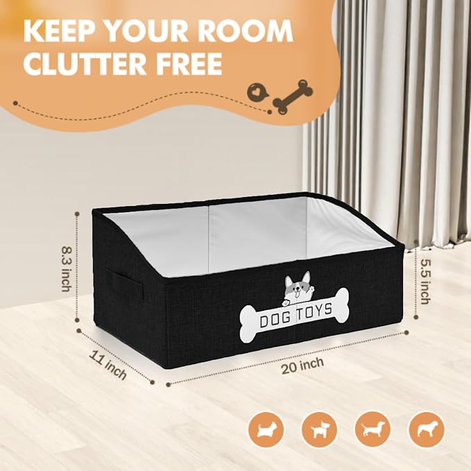 Dog Toy Basket, Specially Designed for Dog Toy Storage, Collapsible Dog Toy Box with Handle，Perfect for Storing Pet Toys and Accessories - Black - Image 7