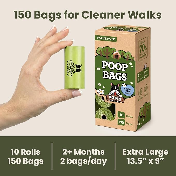 Pogi’s Dog Poop Bags – Leak-Proof & Extra Thick Pet Waste Bags (Fresh Scent, 10 Rolls, 150-Count) - Image 6