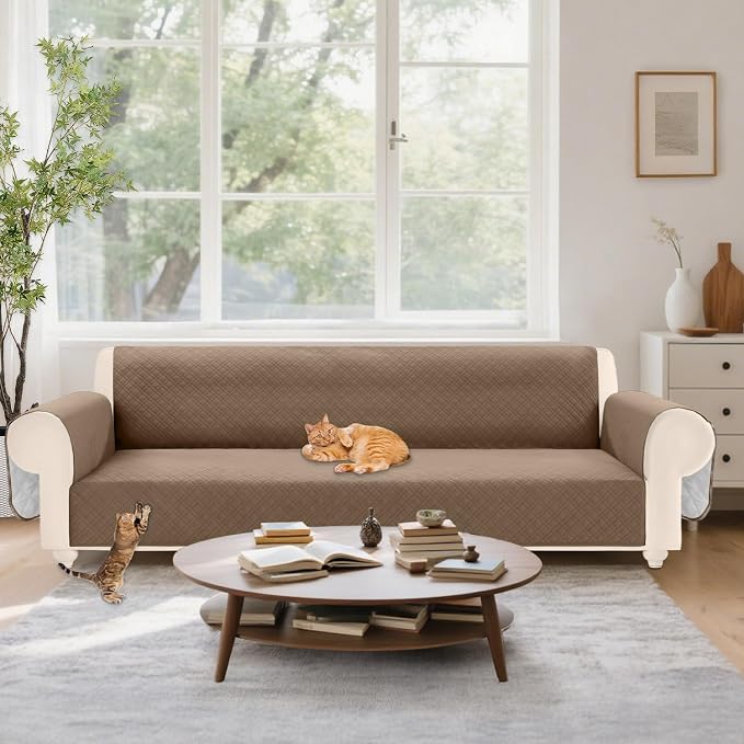 Velvet 100% Waterproof Couch Cover for Dogs Washable Sofa Covers for 3 Cushion Couch Pet Friendly Oversized Sofa Slipcovers Non Slip Furniture Protector with Pockets (XX-Large, Camel) - Image 7