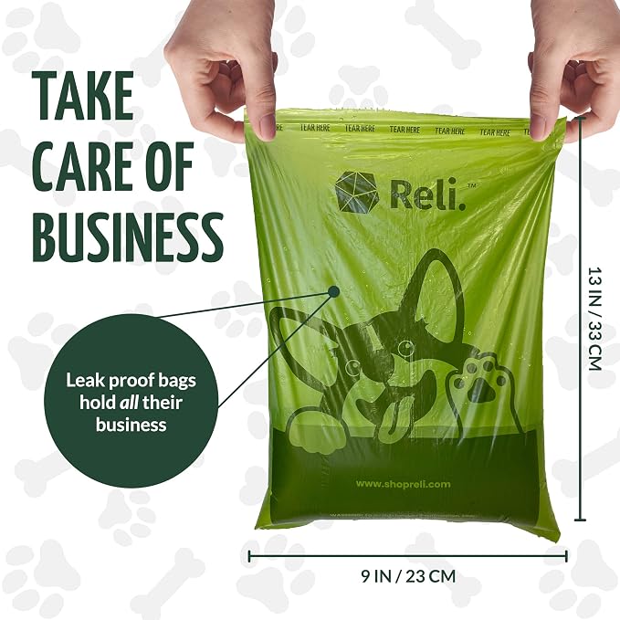 Reli. Poop Bags Rolls | Dog Poop Bags for Dogs (360 Count) | Biodegradable | Leak-Proof | 9x13" | Green Dispenser | Oxobiodegradable | Unscented - Image 3