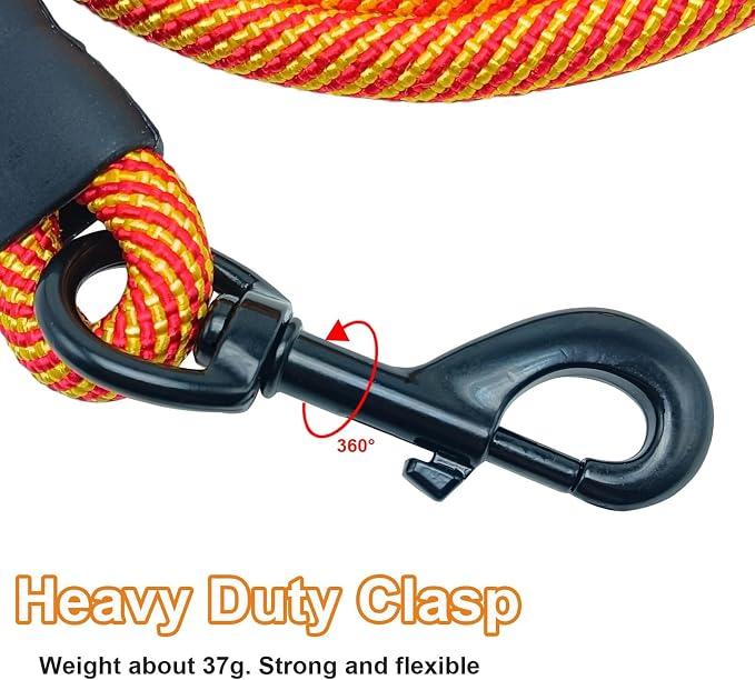 MayPaw Heavy Duty Rope Dog Leash, 3/4/5/6/7/8/10/12/15 FT Nylon Pet Leash, Soft Padded Handle Thick Lead Leashes for Large Medium Dogs (Orange, 1/2" * 8') - Image 2