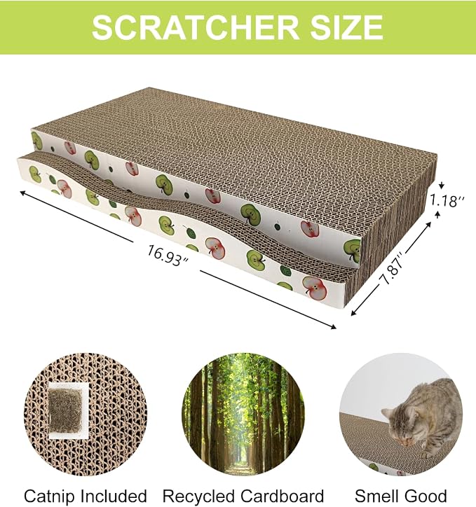 6 Pack Cat Scratching Board, Double-Sided Usability, with Catnip | Corrugate Cat Scratcher for Indoor Cats, Cat Scratch Pad with Premium Scratch Textures Design, Cardboard Cat Scratcher, 6pcs - Image 2