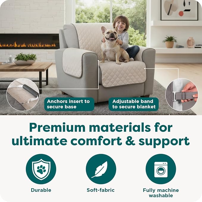 FurHaven Water-Resistant Sofa Cover for Dogs & Cats, Reversible Couch Protector with Secure Straps and Pinsonic Quilted Fabric, Machine Washable Couch Cover, Sofa Sized, Gray Mist - Image 5