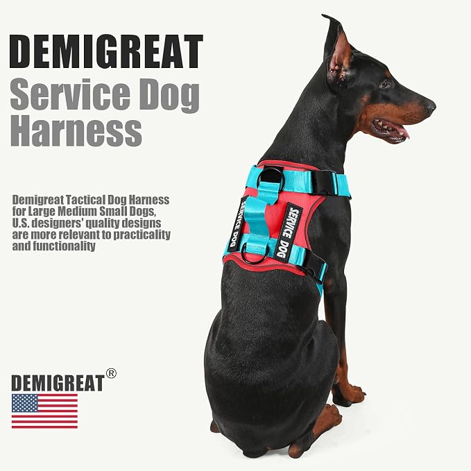 Service Dog Harness, Reflective Dog Vest Harness with 5 PCS Patches, Adjustable Soft Oxford Pet Harness, Inner Layer Mesh, Easy to Control for Small Medium Large Dogs - Image 4