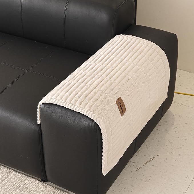Couch Covers for Dogs, Velvet Dog Couch Cover, Pet Couchs Covers for Backrest & Armrest, Couchs Protector for Dogs, Sofa Cover for Pets Washable(1PC,Beige White,27.6"×27.6",Single Seater) - Image 2