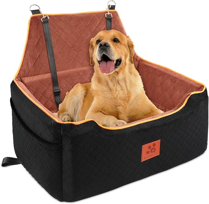 XIEEAOZEE Dog Car Seat for Large/Medium Pet Under 55Lbs or 2 Small Dogs | Detachable and Washable Booster Dog Seat Travel Pet Seat with Thick Cushion & Storage Pockets by XIEEAOZEE