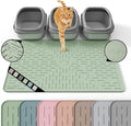 XL Cat Litter Mat, 37.5x25.2 Silicone Trapping Mat Sage Green | for Kitty Litter Box, Easy Clean, BPA Free Rubber, Center Litter Collection, Easy Pour-Back, Waterproof, Odor-Resistant by OHMO