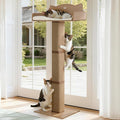 Cat Window Perch with Thick Sisal Scratching Post, Cats Hammock for Window with 3 Upgrade Suction Cups, 55" Adjustable Tall Cat Scratching Post with Large Perch, Cats Window Bed with Fluffy Cushion by GreenPetopia