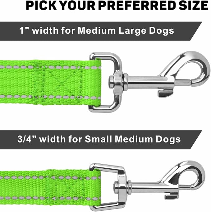 6FT Reflective Dog Leash, Padded Handle for Small Medium Dogs | Comfortable Nylon, Soft Handle Cushioning, Reflective Safety at Night, Walking Leash for Park & Hiking (3/4in, Green) - Image 4