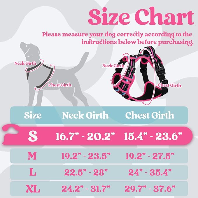 rabbitgoo Dog Harness Small Sized, Updated Easy On & Off with 3 Buckles | No Pull No Choke, Walking with 2 Clips and Handle, Adjustable Soft Reflective, Mountain Rose, Small - Image 2