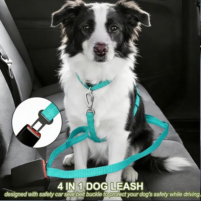 Dog Leash Heavy Duty, Bungee Leash Reflective Car Seat Belt for Dogs Green | 4-6FT Strong Shock Absorbing Tactical with 2 Padded Handles, Dog Tug Lead for Large Dogs Walking Running Training - Image 6