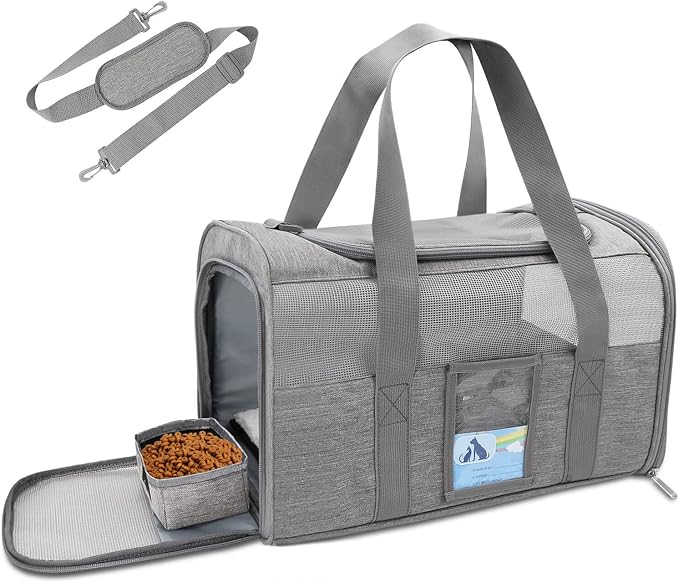 Refrze Cat Carrier,Dog Carriers for Small Dogs Medium Cats Pet Carrier up to 15 Lbs, TSA Airline Approved Cat Carrier Soft, Cat Dog Crate Travel Bag,Grey (Pack of 2) - Image 9