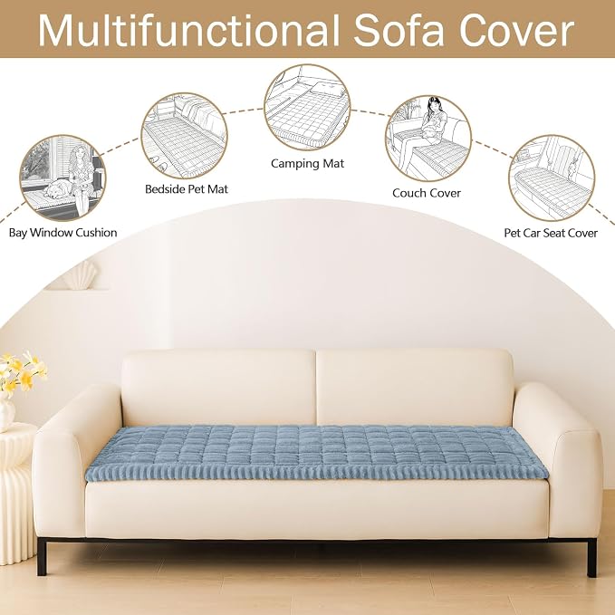 hyha Couch Cover for Dogs, Washable Non Slip Plush Flannel Sofa Protector | Thick Flannel, Anti-Slip Backing, Pet Hair & Scratch Protection, Fits Sofa & Loveseat (27.6" x 88") - Image 3