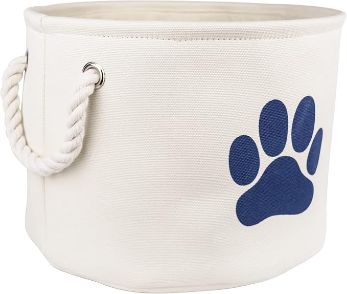 Bone Dry Pet Storage Collection Collapsible Bin, Medium Round, Off-White - Image 2