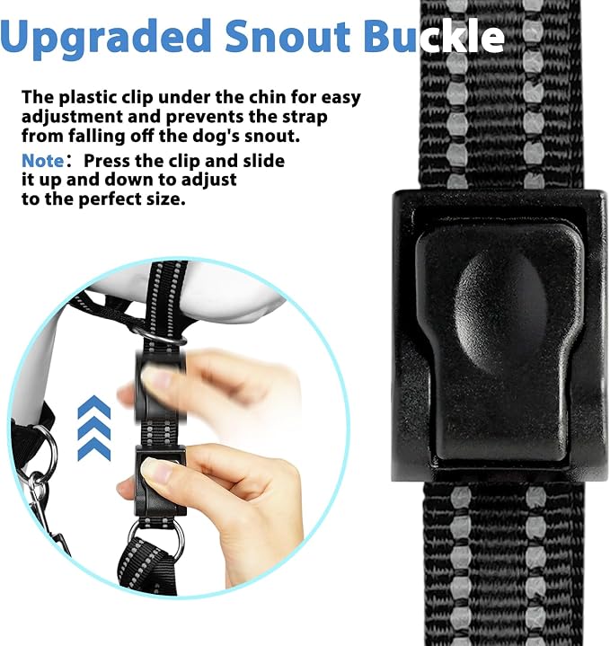 BARKLESS Soft Dog Head Collar, Patented Padded No Pull Head Halter, Training Nose Leash with Safety Link for Medium Large Dogs, Adjustable Muzzle Leash, Easy Control for Walking(Black, L) - Image 4