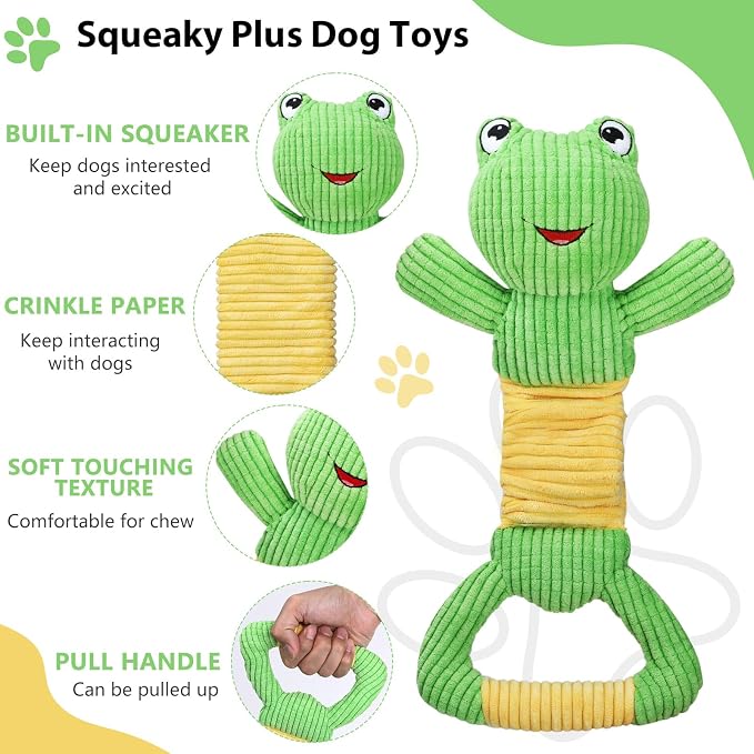 Letsmeet Dog Squeak Toys Durable Plush Dog Toy with Crinkle Paper, Tug of War Pull Toys for Puppies, Interactive Dog Chew Toys for Small, Medium and Large Dogs - Image 2