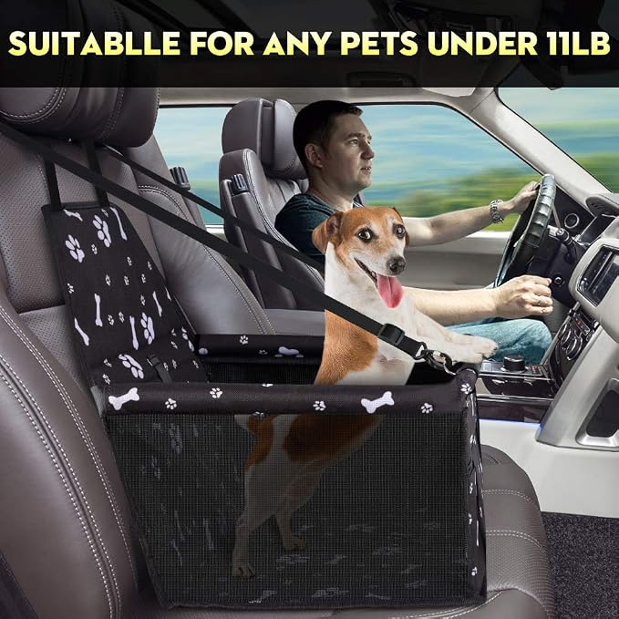 Dog Car Seat Puppy Portable Pet Booster Car Seat with Clip-On Safety Leash and PVC Support Pipe, Anti-Collapse,Perfect for Small Pets - Image 7