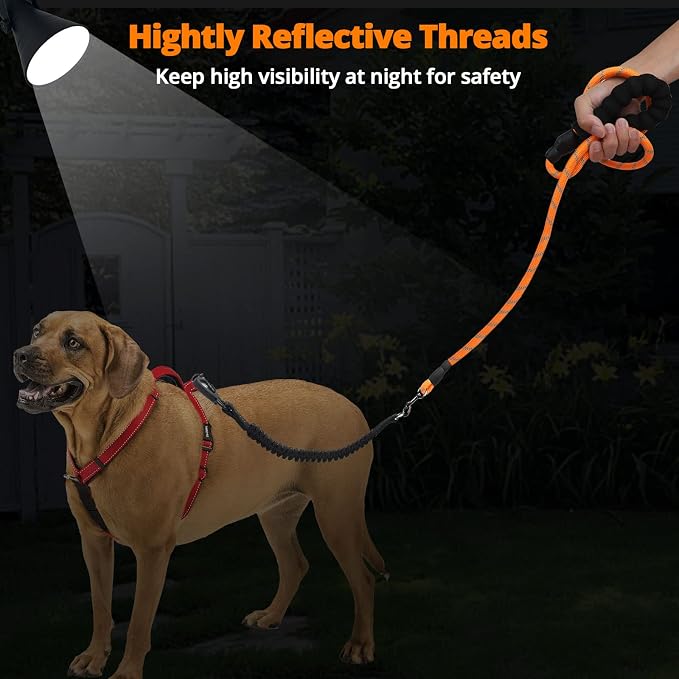 jenico Long Dog Leash 25FT: Heavy Duty Nylon Rope Leashes for Dogs Training with Reflective Threads Bungee and Padded Handle - Dog Lead for Large Small Medium Dogs Outside Walking Hiking - Image 6