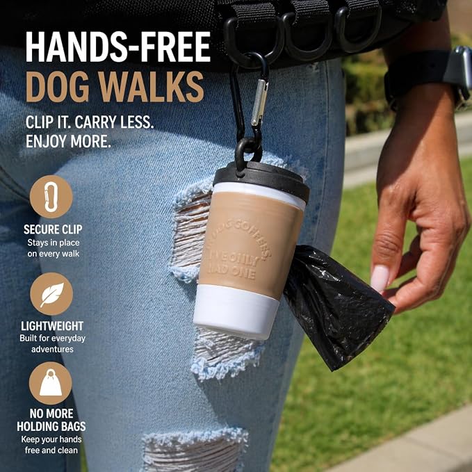 Dog Poop Bag Holder Dispenser, Clip-On Leash Waste Bag Holder, Hands-Free Dog Walking Accessory, Portable & Lightweight, Includes Roll of Bags (Black) - Image 4