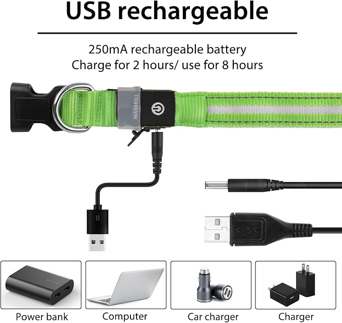 MASBRILL Led Dog Collar, Rechargeable Water-Resistant Night Safety Collar - Image 6