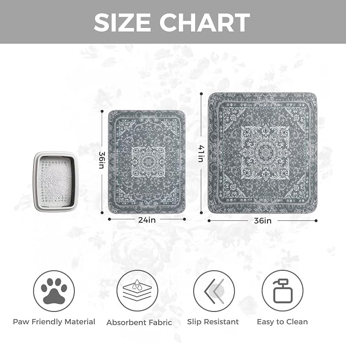 Homimp Cat Litter Mat, Litter Trapping Mat 2 Pack, Contains Mess from Box, Protects Floors,Urine Waterproof,Non-slip,Less Waste Cat Litter Box Mat,Soft on Kitty’s Paws,Washable,Absorbent,Grey 36"X41" - Image 7