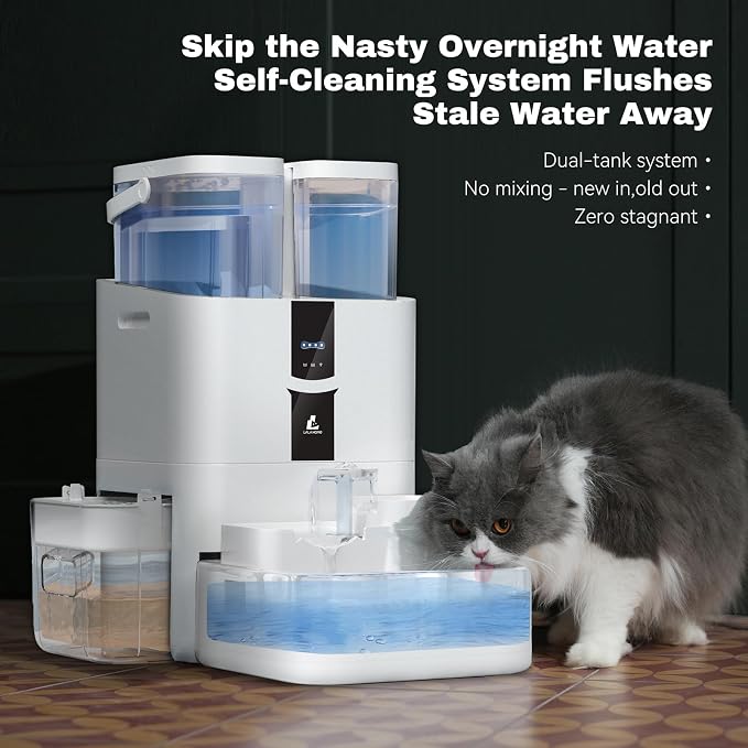 Automatic Cat Water Fountain 10L/338oz Self Filling and Cleaning, Pet Water Dispenser with Filter System for Dogs, 5G Wi-Fi Smart Bowl Wastewater Separation & No Slimy with Quiet Pumps - Image 4