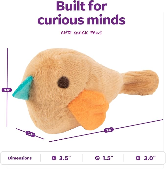 SmartyKat Chickadee Chirp Electronic Sound Cat Toy, Contains Catnip, Battery Powered - Light Brown, One Size - Image 3