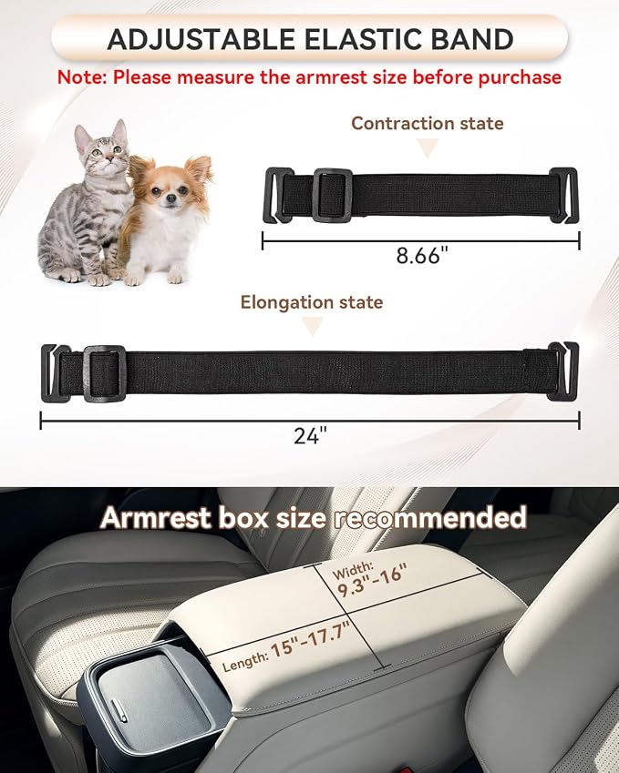 PETSFIT Dog Console Car Seat with Dual Adjustable Seat-Rail Anchor Hooks | Anti-Collapse Leather Armrest Booster Carseat with Safety Tether, Washable Cushion, Soft Pillow for Pets Under 8 lbs,Coffee - Image 5