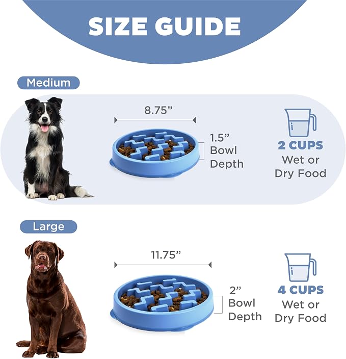 Outward Hound Fun Feeder Slo Bowl – Medium 2‑Cup Capacity, Slow Feeding, Small to Medium Dogs & Cats, Non-Slip, Blue, Notch Pattern | Slows Fast Eaters, Can Aid Digestion, Holds 2 Cups Dry or Wet Food, Non-Slip, Easy Clean, No BPA, Small to Medium Dogs... - Image 5