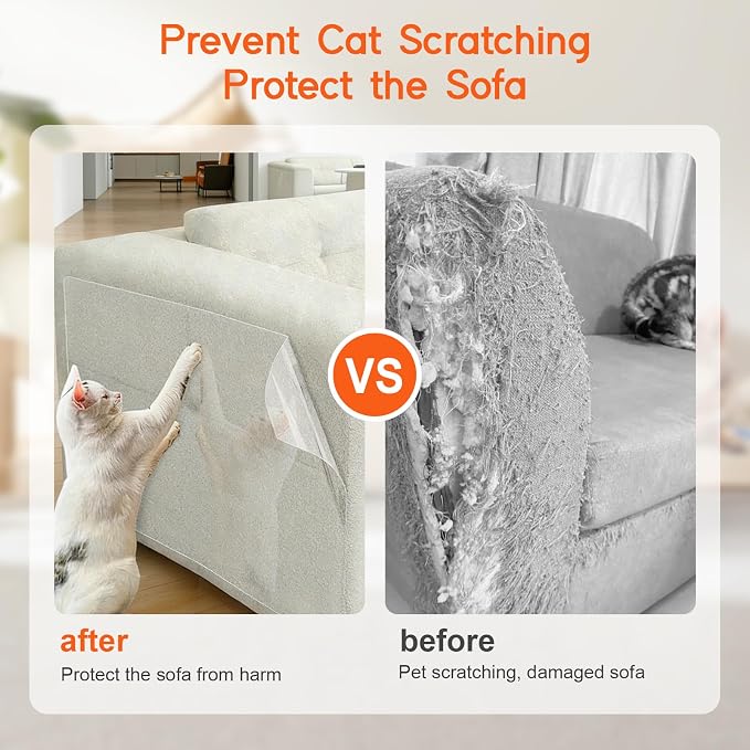 36 Pcs Cat Scratch Furniture Protector with Securing Pins, Extra Thick Transparent Couch Protector from Cat Claws, Strong Hold Anti Scratch Deterrent Sofa Guard - Image 2