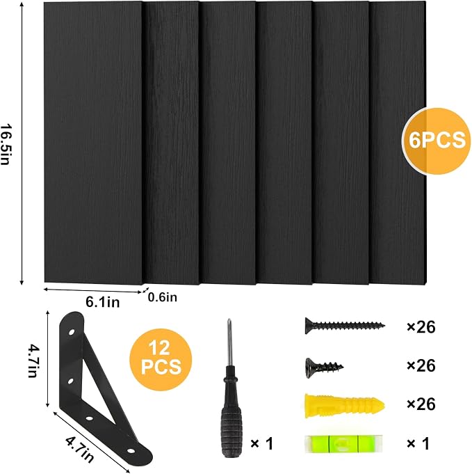 YGEOMER 16.5in Floating Shelves for Wall Home Decor, Black Set of 6 | Rustic wood shelves with metal brackets. Space-saving for books & decor. Works in bathroom, kitchen, living room & bedroom. - Image 7