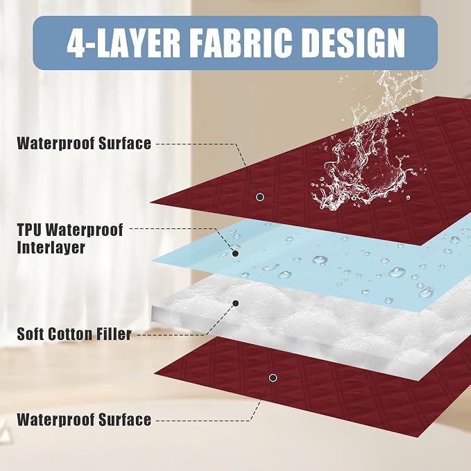 Smiry Waterproof Reversible Pet Couch Covers for Dogs | Pet Friendly, Soft Fabric, Washable Sofa Furniture Protector for Dogs Cat Kids, Checkered (40"x50", Wine Red/Wine Red) - Image 3