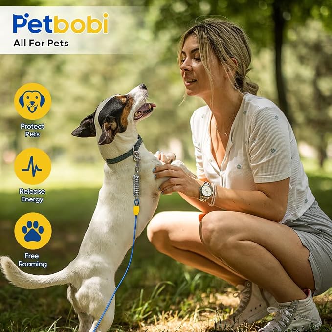 Petbobi Dog Tie Out Cable and Stake, 10ft Heavy Duty Dog Leads for Yard | 4in Shock Spring, 16in Spiral Ground Anchor, 360° No-Tangle Swivel, Chew-Proof Rustproof Wire, Up to 120 lbs, Outdoor Camping - Image 6