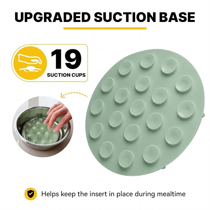 Slow Feeder Insert for Cat Dog Bowls, Anti-Choking Silicone with Strong Suction Cups, Fits Most Cat Bowls, Ideal for Puppy Small Medium Breeds (Green) - Image 3