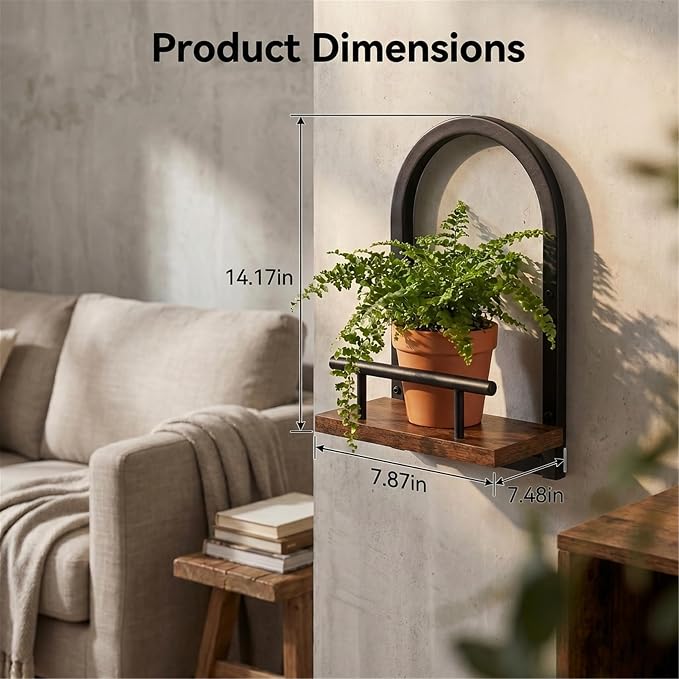 Amaoot Floating Shelves Set for 2, Wall Plant Holder Shelf, Wall Planters | Wall Planters for Indoor Plants, Hanging Shelves Wall Shelf Plant Holder for Living Room Decor, Bathroom, Bedroom, Kitchen - Image 3