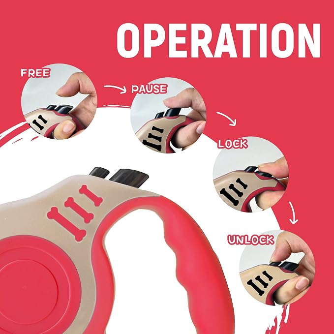 Retractable Dog Leash Automatic Telescopic Tractor Dog Tape | Pet Tape 10/16 FT Durable and Convenient, with Folding Bowl, Dispenser, Rubbish Bags, Suitable for Small and Medium Dogs - Image 4