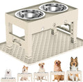 LAKIPETN Elevated Dog Bowls with Mat, Raised Dog Food Bowl Stand with 2 Stainless Steel Bowls, 5 Height Adjustable (3.1", 9", 10", 11", 12") Non-Slip Feeder Set for Medium and Large Dogs – Apricot by LAKIPETNPetSupplies